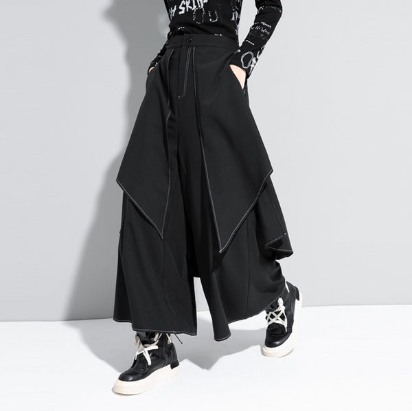 中性的 レイヤードワイドパンツ 袴パンツ /ユニセックス ・メンズ モレビー|モード系ファッションブランド